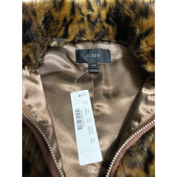 J.Crew Faux-fur Leopard Full-Zip Vest Sleeveless Jacket G9519 Women's Size XXS - Picture 3 of 5